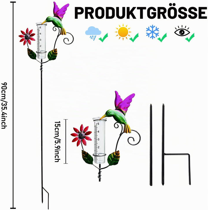 Regenmesser für Garten, Gartendeko Regenmesser Frostsicher, 119cm Gartenstecker Regenmesser, Nieders