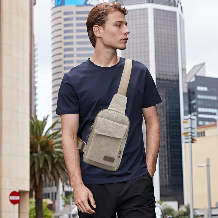 DORRISO Mode Herren Brusttasche Elegant Umhängetasche Reise Schultertasche Leichte Casual Urlaub Wan