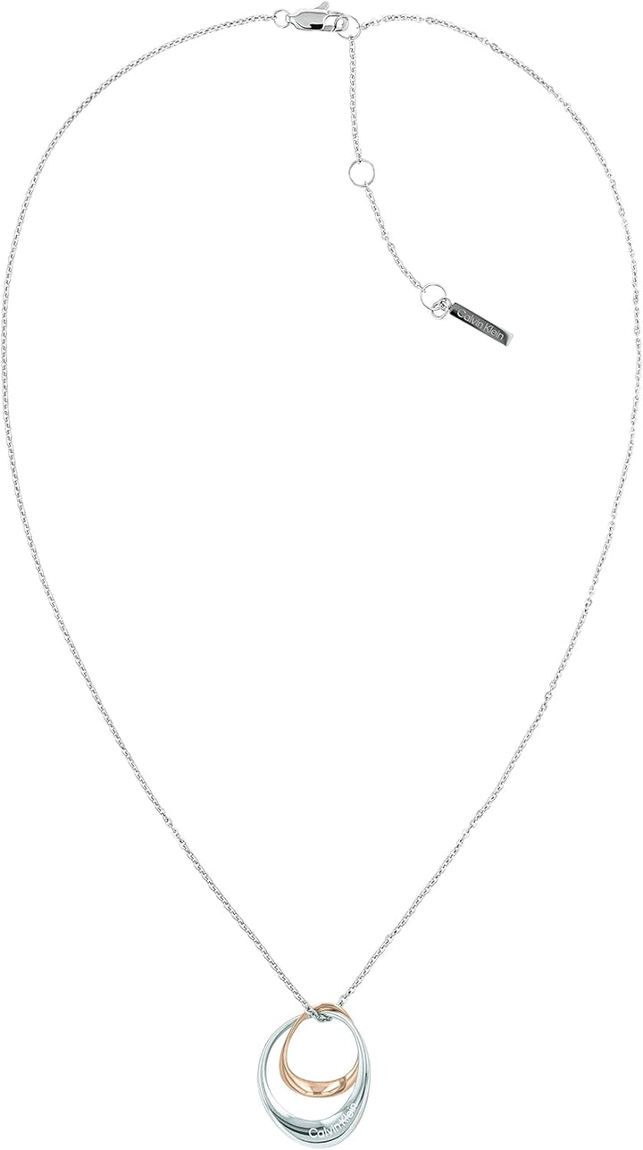 Calvin Klein Warped Rings Damen Halskette und Ohrringe Zweifarbig – Edelstahl und Rotgoldfarben IP-B