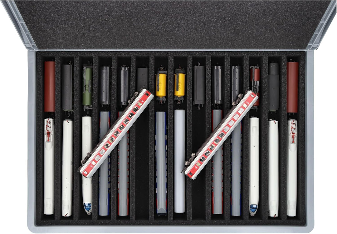 Feldherr Eurobox 60 x 40 cm Set für Modelleisenbahnen - Spur TT - 14 Fächer - Schaumstoffeinlage für