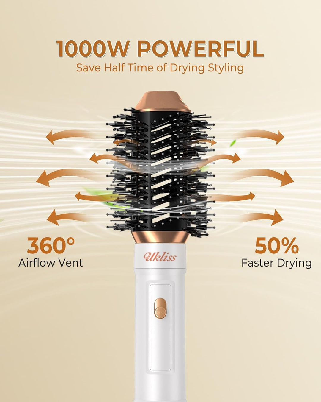 UKLISS Haartrockner & Haarstyler 6 in 1, Automatisch Airflow Lockenstab, Hair Dryer, Rundbürstenföhn