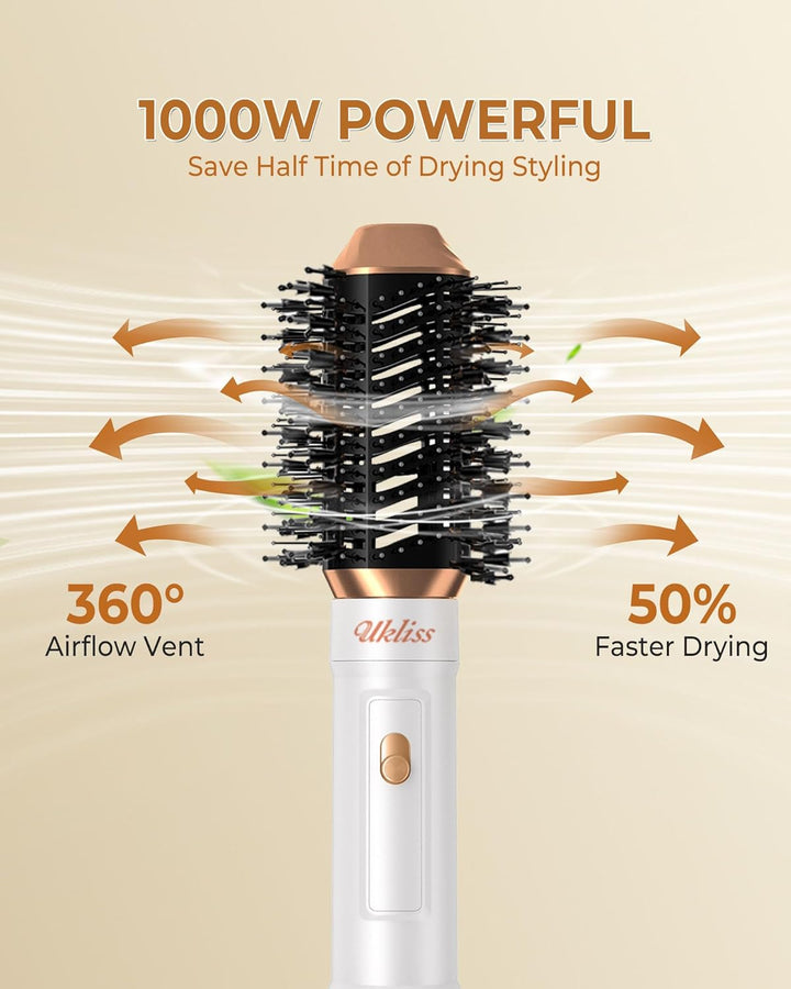 UKLISS Haartrockner & Haarstyler 6 in 1, Automatisch Airflow Lockenstab, Hair Dryer, Rundbürstenföhn