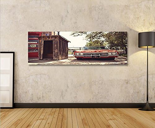 islandburner Bild Bilder auf Leinwand Route 66 Chevy Panorama XXL Poster Leinwandbild Wandbild Dekoa