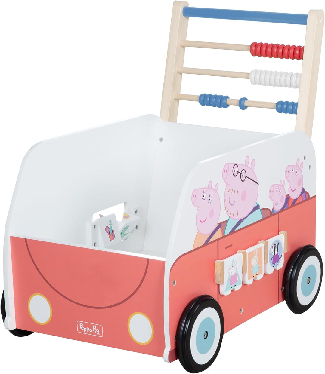 roba Bully-Schiebebus Peppa Pig für Kinder - Lauflernwagen / Puppenwagen aus Holz mit Spielfunktione