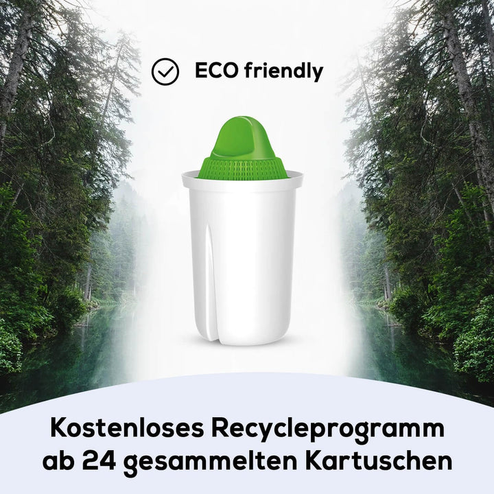 PearlCo 2L Glas Wasserfilter Krug mit 3 alkalischen Filterkartuschen - basisches Wasser durch 5 Stuf
