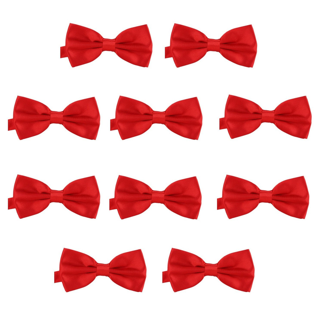 DonDon 10er Set Herren Fliege 12 x 6 cm gebunden und längenverstellbar Rot, Rot