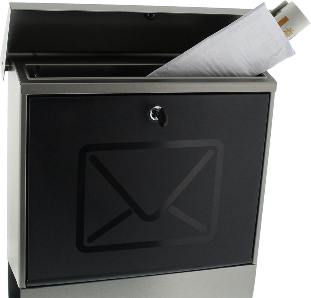 Burg Wächter Briefkasten mit integriertem Zeitungsfach und transluzenter Tür, A4 Einwurf-Format, EU