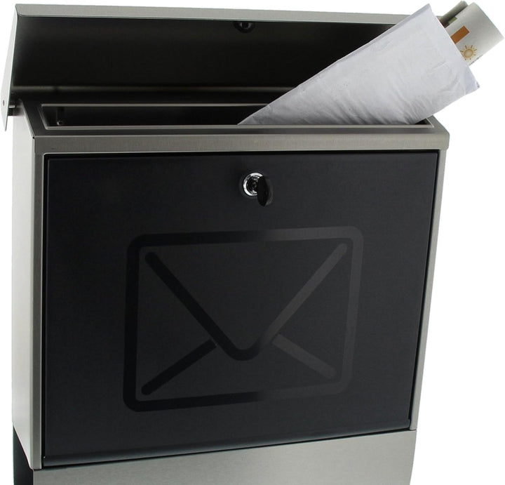 Burg Wächter Briefkasten mit integriertem Zeitungsfach und transluzenter Tür, A4 Einwurf-Format, EU