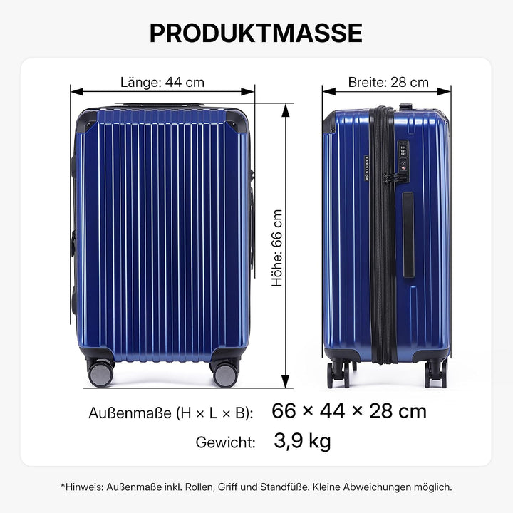 M816 TSA-Schloss Koffer Reisekoffer Trolley Kofferset Hardschale Boardcase (Diamondblau, Mittler Kof