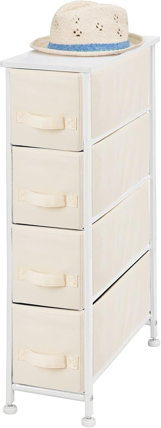 mDesign Kommode mit 4 Schubladen – schmaler Schubladenschrank mit MDF-Holzplatte für Schlafzimmer, W