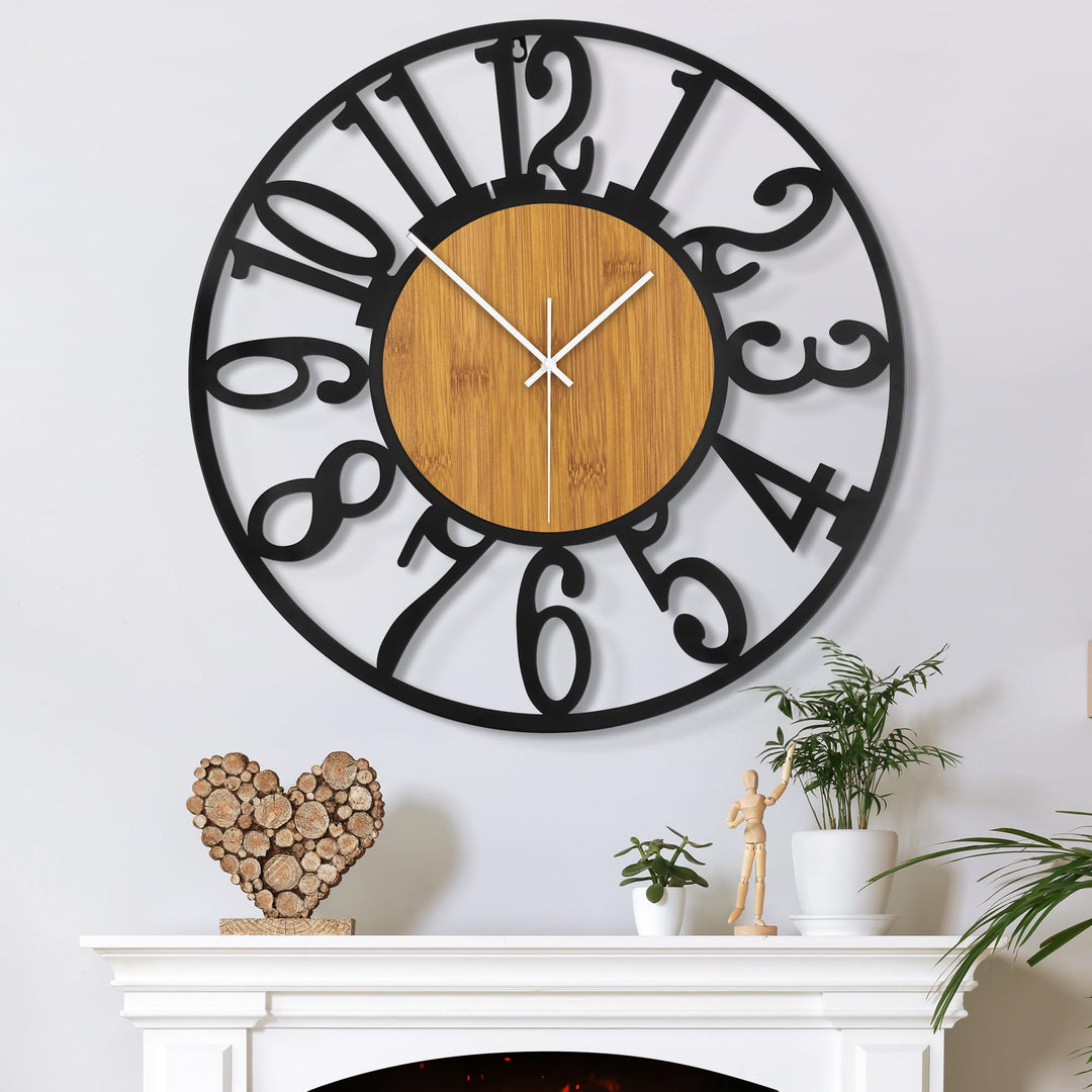 Mee 2ou Grosse Wanduhr Tickgeräusche, 34CM/14 Zoll Lautlos, Geräuschlose, Batteriebetrieben, Modern,