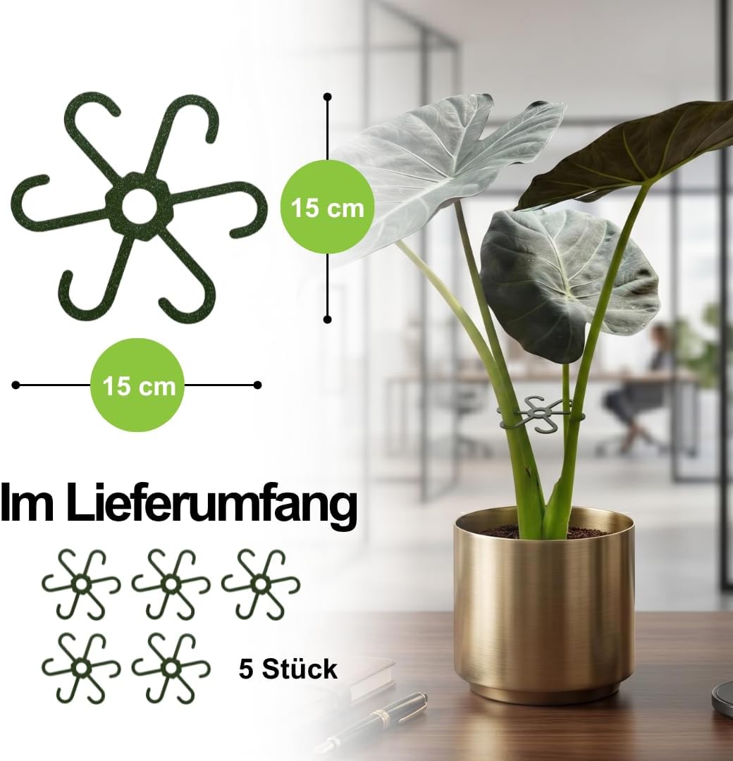 PLANTINITY - Pflanzenstütze Ring 15 cm Hero Light M - 5 Stück - Pflanzenhalter für Zimmerpflanzen -