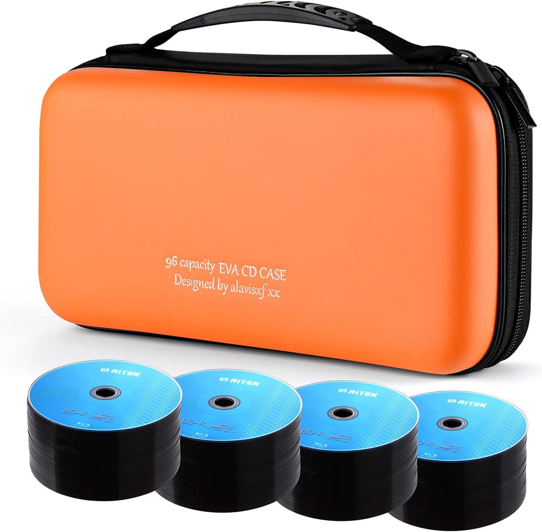 CD Tasche, 96 Kapazität Hart Eva Blu-ray CD-Brieftasche Doppelreissverschluss Handschlaufe Tragbare