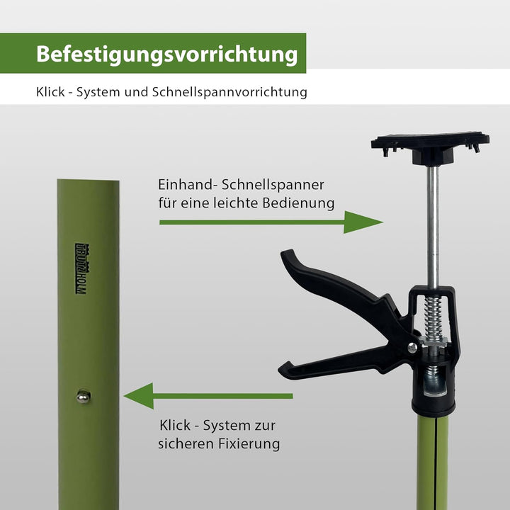 3x Montagestütze kurz 57-117 cm Klicksystem Teleskopstütze Einhandstütze Zargenspannerfür Türrahmen,