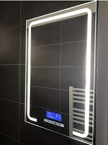 LED Spiegelschrank 60x40 Edelstahl Bluetooth Radio Temperatur Uhr Badezimmer WC