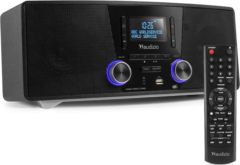 Audizio Cannes Stereo DAB Radio mit CD Player, Bluetooth Stereoanlage Kompaktanlage mit Fernbedienun