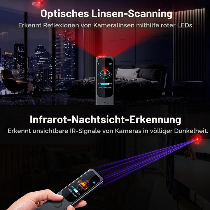Wanzen Detektor Touchscreen, 6-in-1 Kamera Detektor mit KI-Erkennung | Hidden Camera Detector, GPS-T