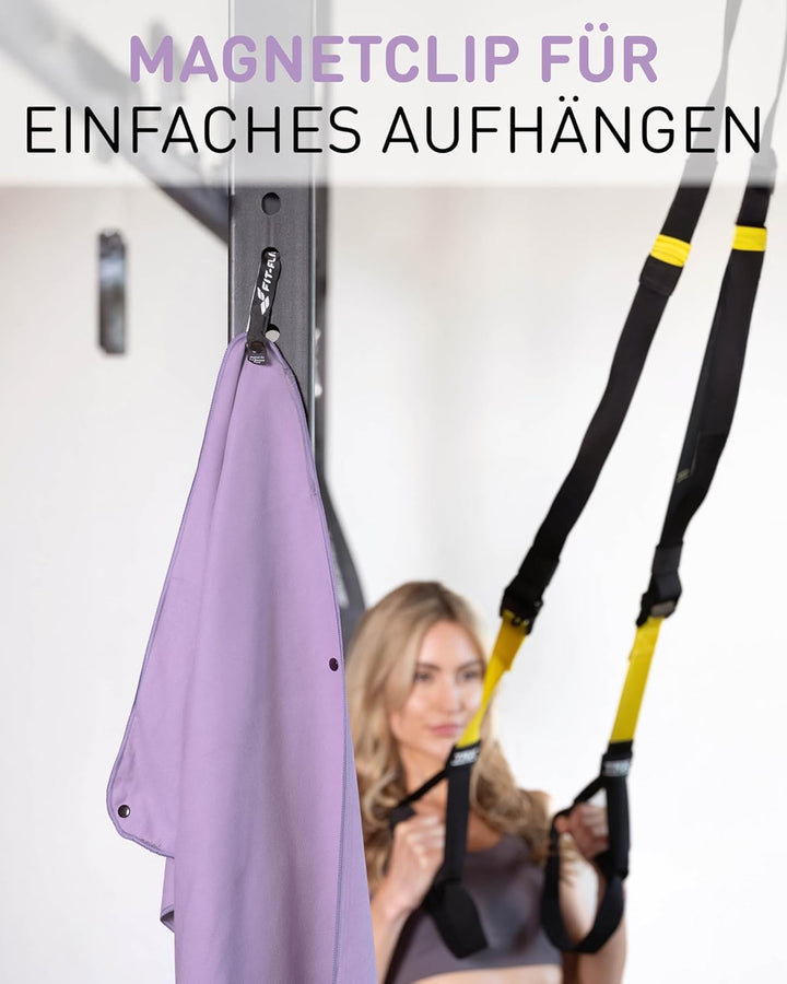 Fit-Flip Fitness Handtuch aus Mikrofaser kompakt und schnelltrocknend | mit Magnet und Reissverschlu
