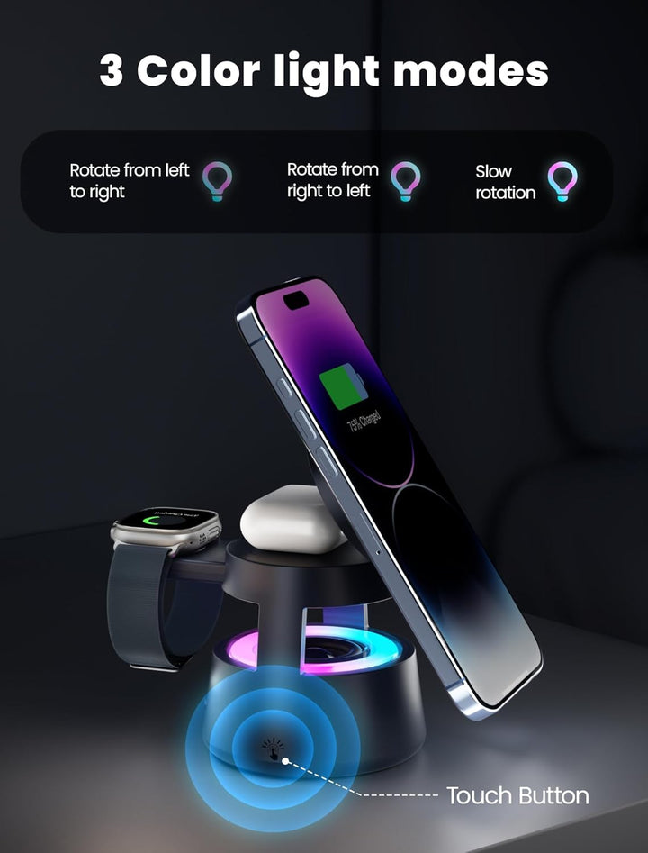 NEUTYPECHIC Bluetooth-Lautsprecher mit Induktionsladegerät 5-in-1, Schreibtischlampe, Halterung 65°