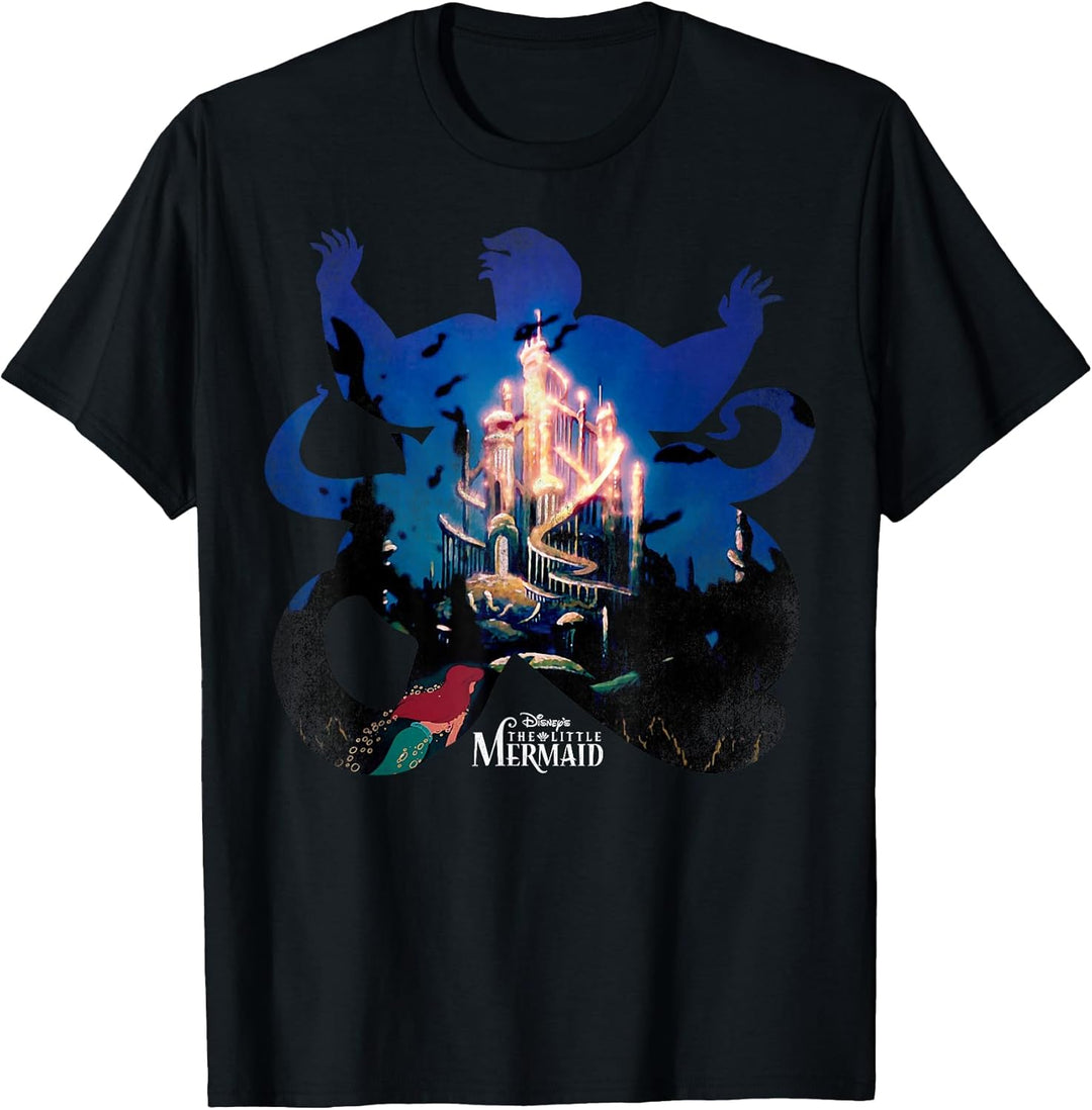 Mens Disney Little Mermaid Ursula Silhouette Graphic T-Shirt Medium Dark Heather