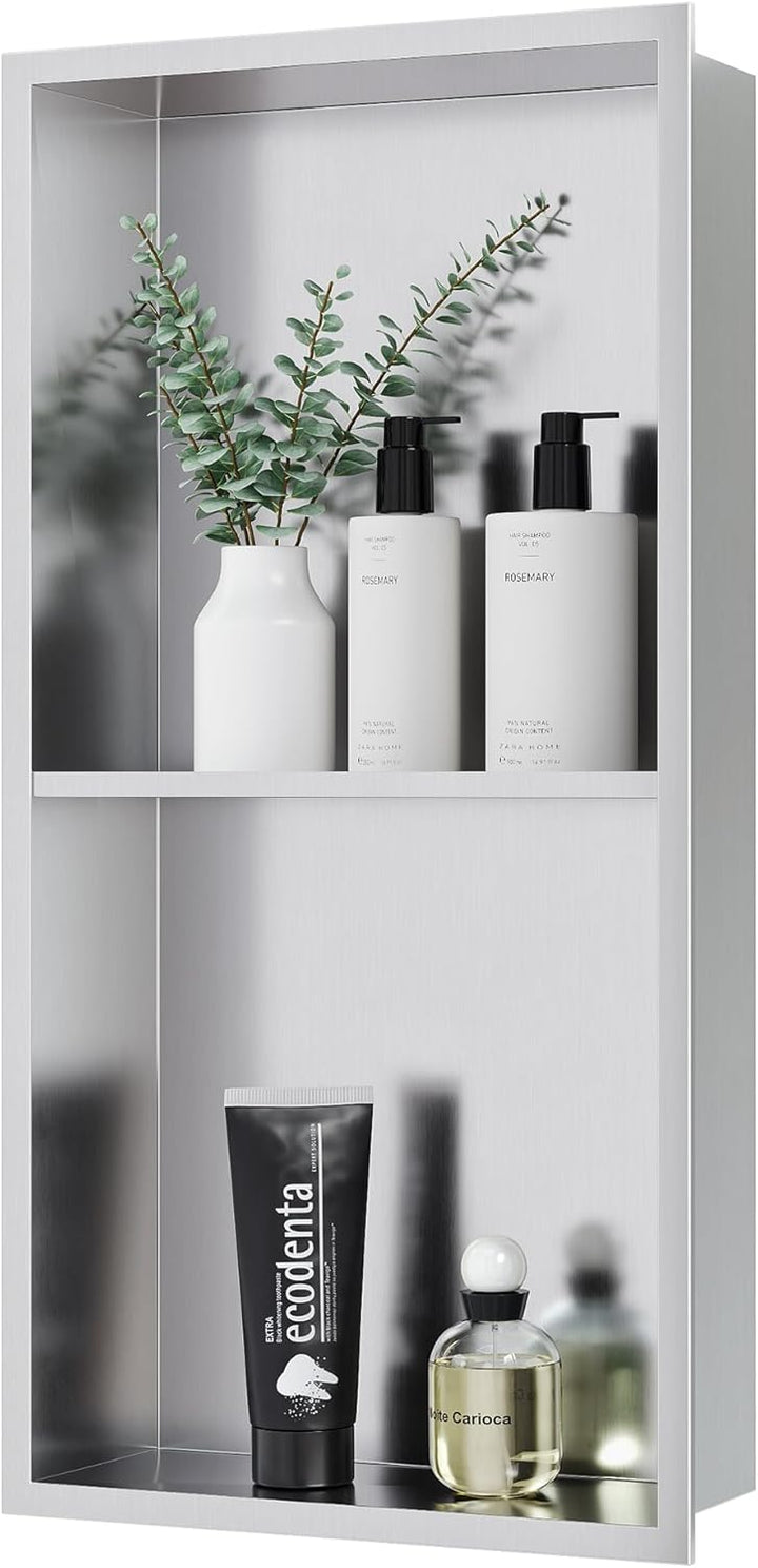 Neodrain Wandnische Dusche Edelstahl Duschnische Doppelregal für Badezimmer 60 x 30 cm, Doppelschich