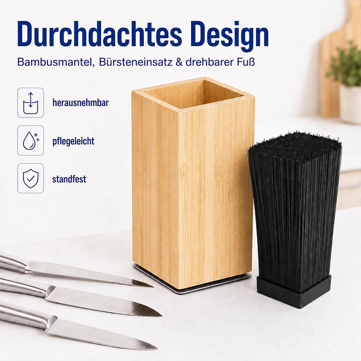 Relaxdays Messerblock magnetisch, Borsteneinsatz, natur