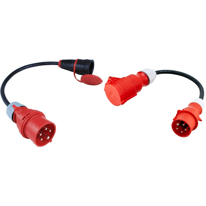 NWP NW10003 16A 400V Stecker Starkstrom auf 230V Schuko Kupplung IP44 3x2,5mm² Gummischlauchleitung