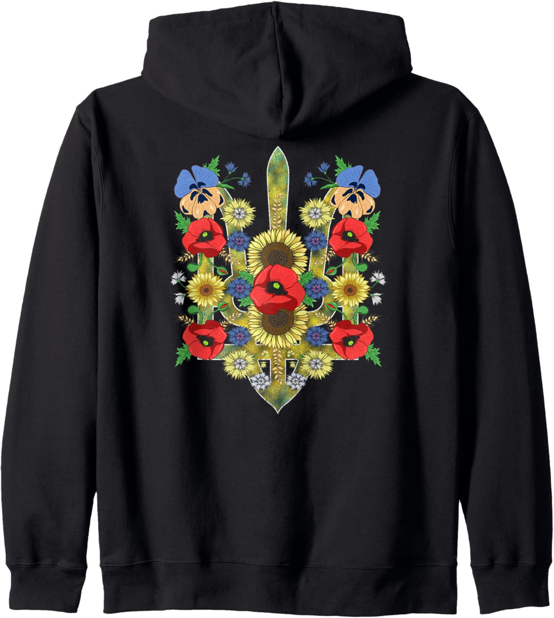 Floral Ukraine Trysub Süsse rote Mohnblumen Ukrainian Vyshyvanka Kapuzenjacke
