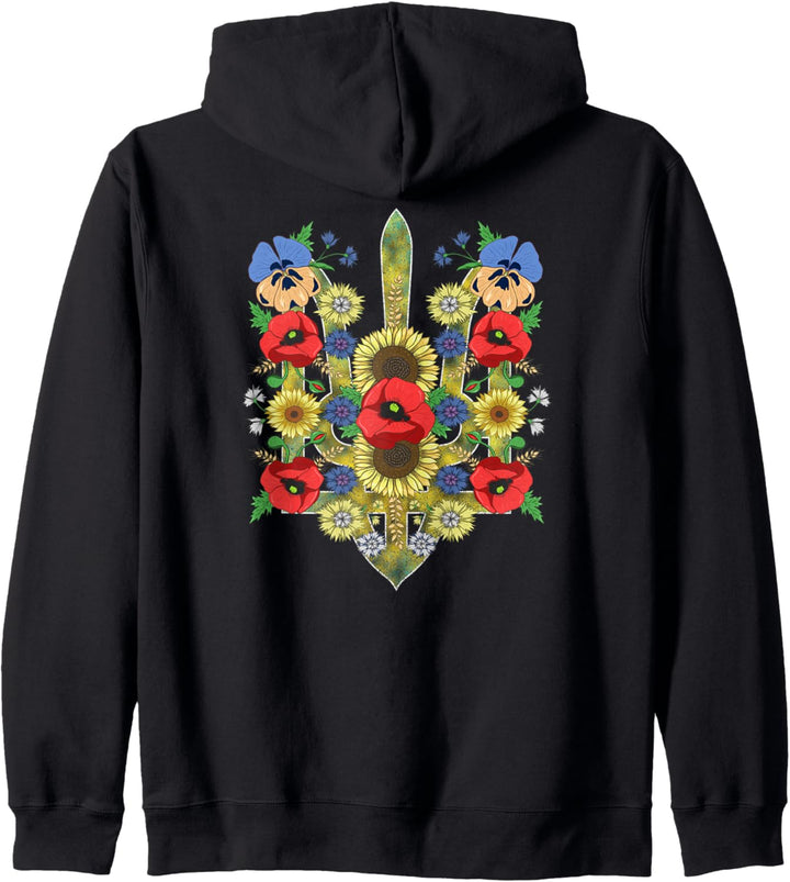 Floral Ukraine Trysub Süsse rote Mohnblumen Ukrainian Vyshyvanka Kapuzenjacke