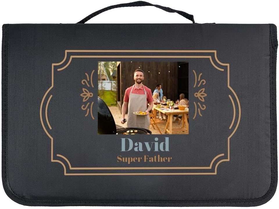 Wanapix | Personalisiertes BBQ-Set | Enthält 6 Ubehörteile (2 Messer, Schärfer, Tranchiermesser,Zang