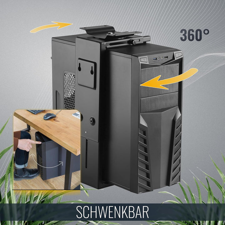 RICOO PC Halterung unter Schreibtisch Computerhalterung für Untertisch bis 10Kg & 360-Grad Flexibel