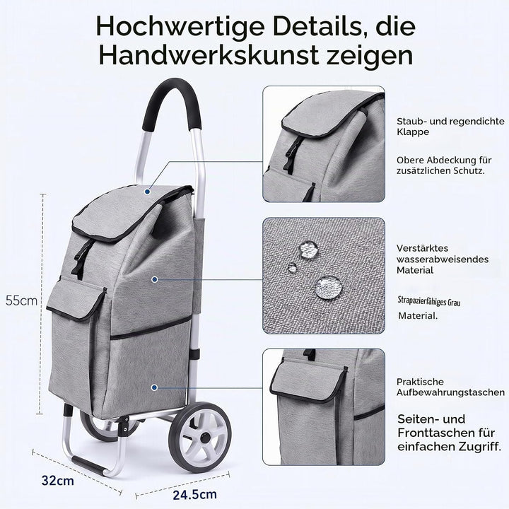 Ersatztasche für Einkaufswagen, 40L Einkaufswagen Tasche Faltbare Einkaufstasche aus Oxford-Stoff mi