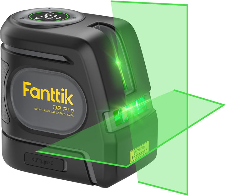 Fanttik D2 PRO Selbstnivellierend Kreuzlinienlaser mit LED-Bildschirm, 130° Vertikale Abstrahlwinkel