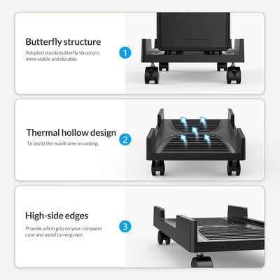 ORICO CPU Ständer Computer Tower Ständer Universal CPU Halterung mit 2 Feststellrädern und 2 Lenkrol