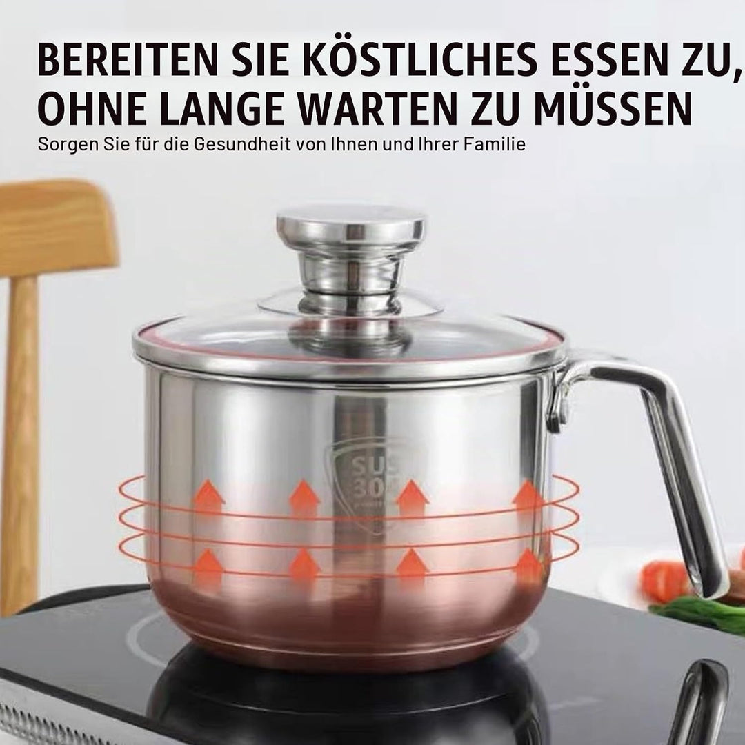 Edelstahl Milchtopf mit Deckel, 1.25L Kochtopf Induktion mit Griff, Simmertopf Puddingtopf, Milchtop