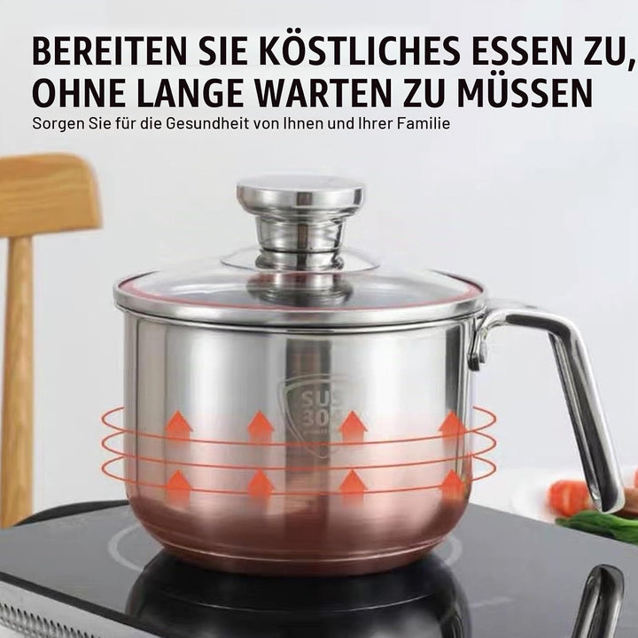 Edelstahl Milchtopf mit Deckel, 1.25L Kochtopf Induktion mit Griff, Simmertopf Puddingtopf, Milchtop