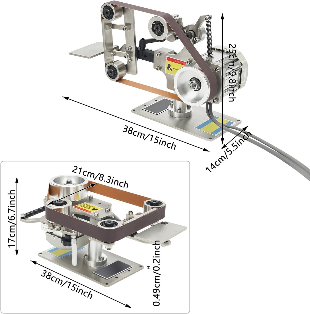 Mini Tischbandschleifer 550 W, 762 × 25 mm, 5000 U/min, 90° drehbar