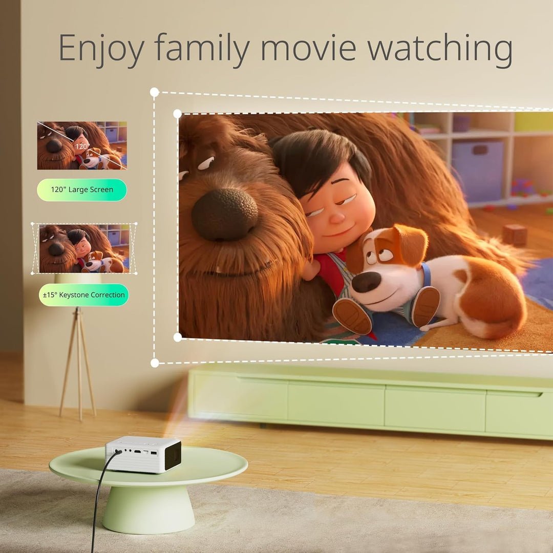 YOTON Mini Beamer, Projektor tragbarer 1080P Full HD, Y3 Heimkino Mini Projektor, kompatibel mit Sma