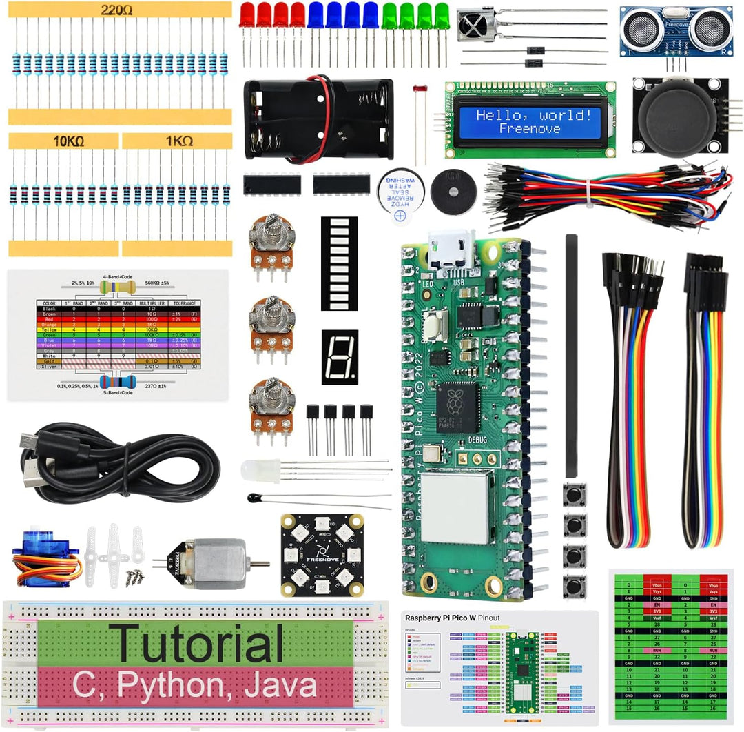 Freenove Super Starter Kit for Raspberry Pi Pico W (Included), Dual-core Arm Cortex-M0+ Microcontrol