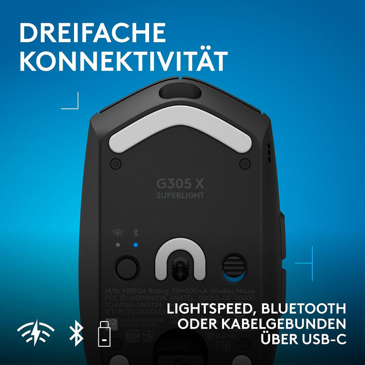 Logitech G G305 X Superlight kabellose Gaming-Maus, 61 g leichte aufladbare für den PC, Hero 44K-Sen