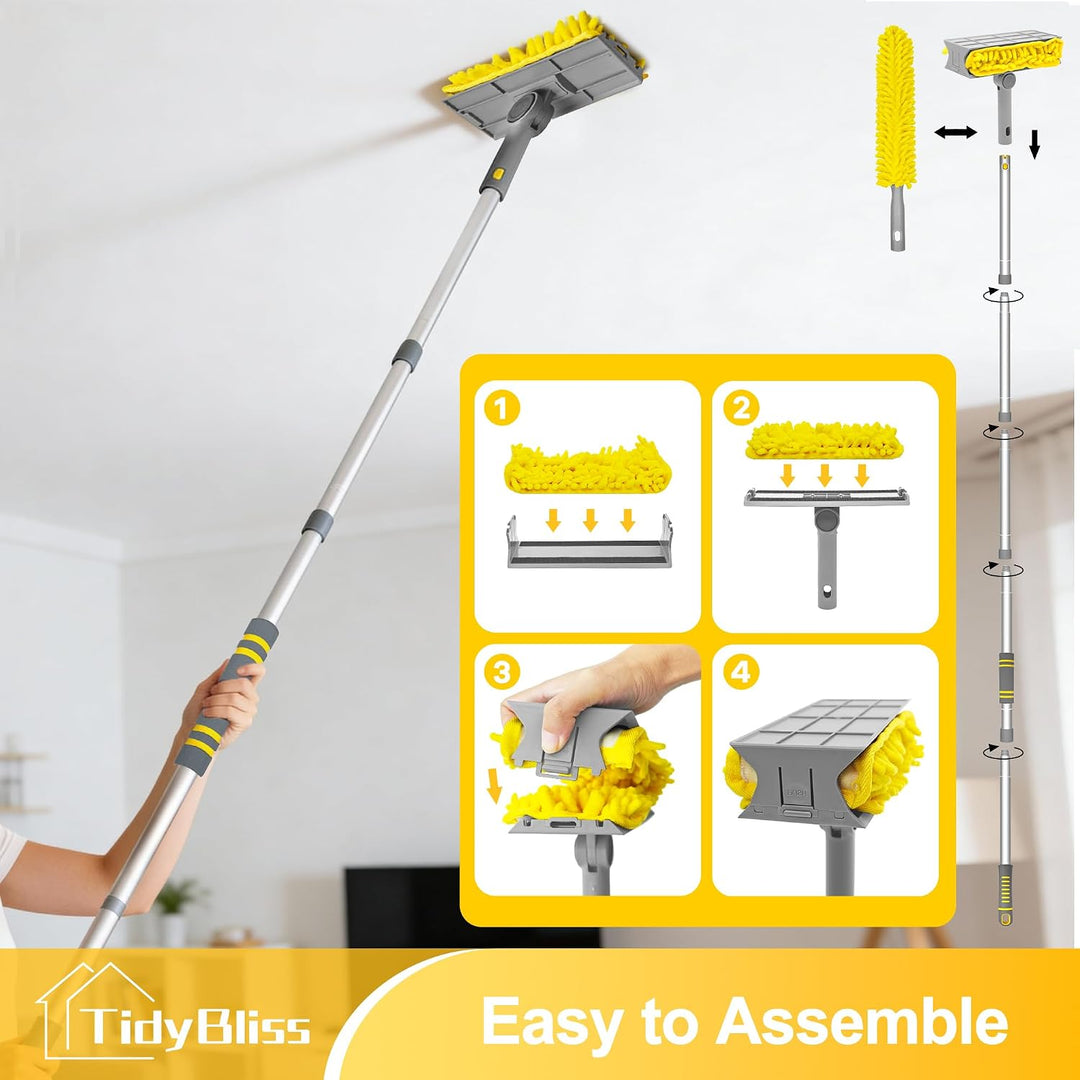TidyBliss Staubwedel Lang Ausziehbar 196 cm, Teleskopstange Deckenventilator Flügel Reiniger, Wieder