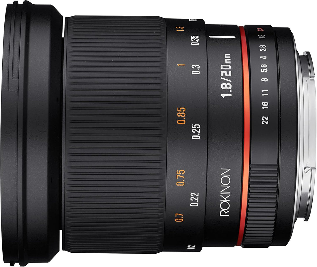 Rokinon 20 mm f/1.8 AS ED UMC Weitwinkelobjektiv mit integriertem AE-Chip für Nikon, Nikon