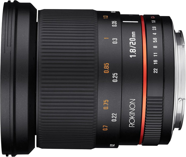 Rokinon 20 mm f/1.8 AS ED UMC Weitwinkelobjektiv mit integriertem AE-Chip für Nikon, Nikon