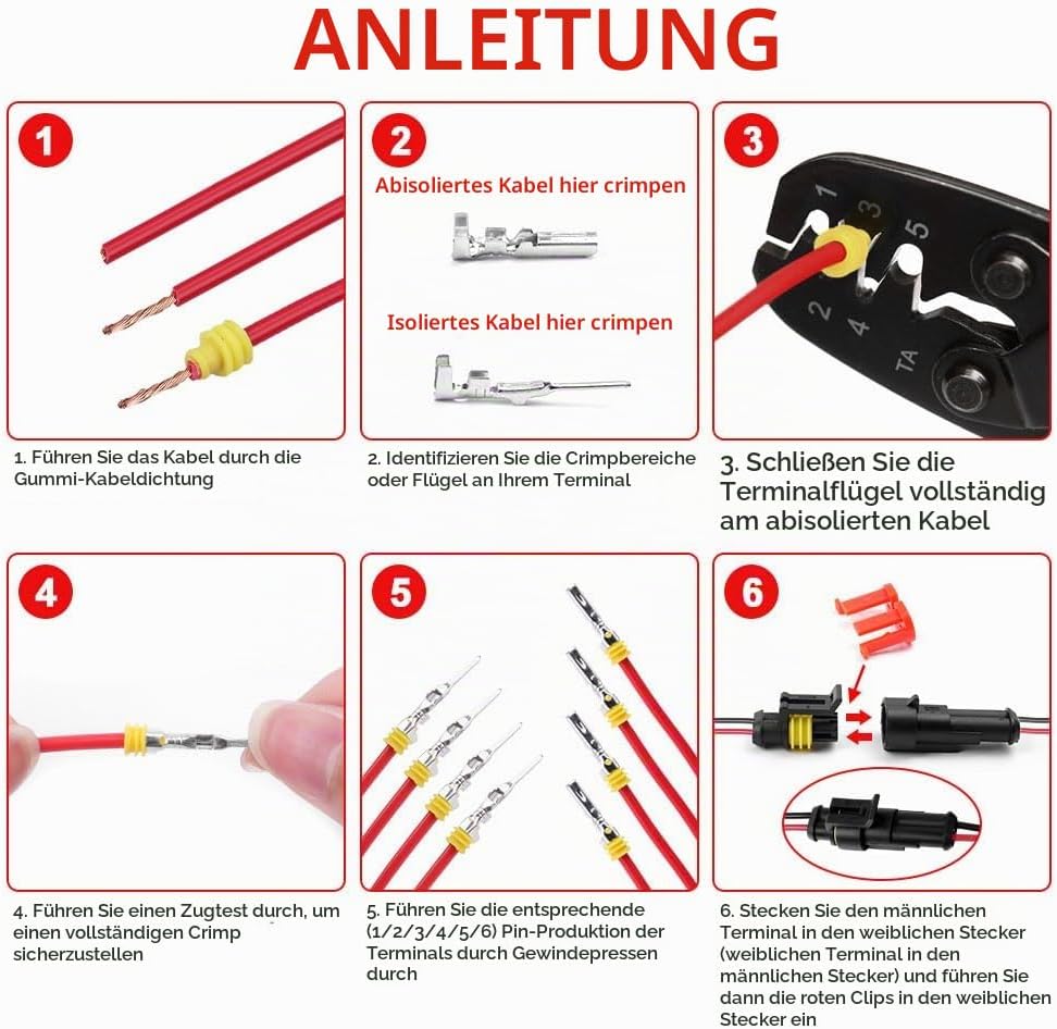 URAQT Auto Wasserdichte KFZ Kabel Steckverbinder, Schnell kfz Steckverbinder Wasserdicht, 730PCS Kfz