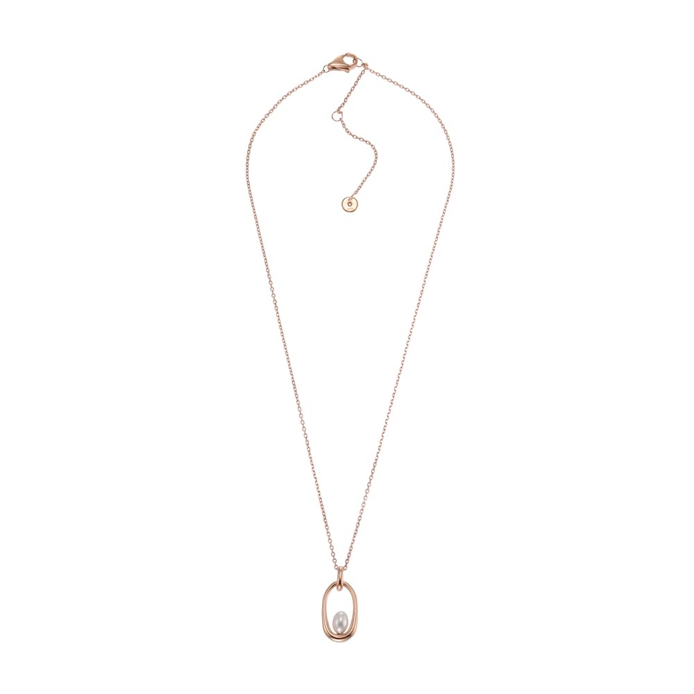 Skagen Damen-Halskette, Agnethe Perlen-Anhänger-Halskette Gold und Weiss, Gold und Weiss
