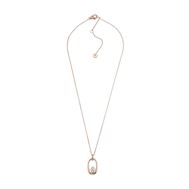 Skagen Damen-Halskette, Agnethe Perlen-Anhänger-Halskette Gold und Weiss, Gold und Weiss