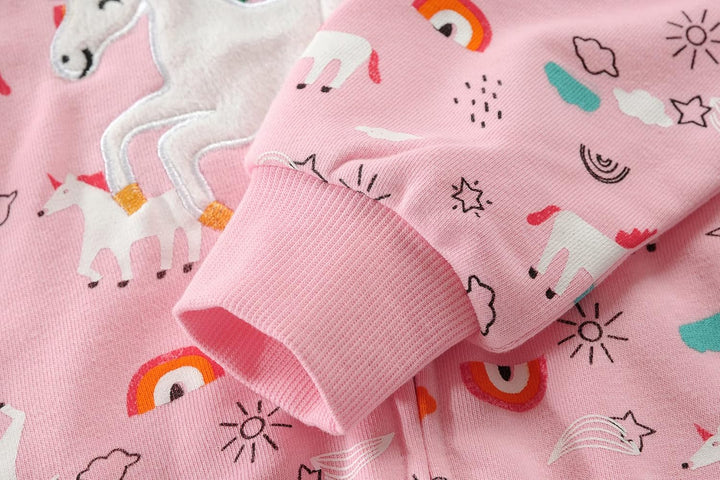 EULLA Kinder Mädchen Zip Up Hoodie Sweatjacke Kapuzenjacke Kapuzenpullover Langarm Baumwolle Einhorn
