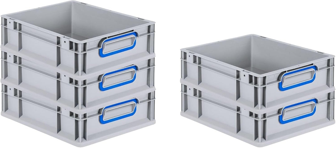 SparSet 5x Eurobox NextGen Color | HxBxT 12x30x40cm | 11 Liter | Griffe blau geschlossen | Glatter B
