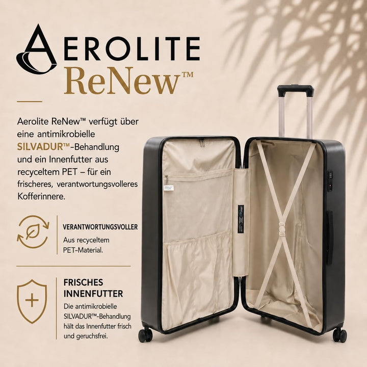 Aerolite Leichter Rollkoffer L, 100 l – Reisekoffer mit Rollen, TSA-Zahlenschloss &amp; robuster Hartsch
