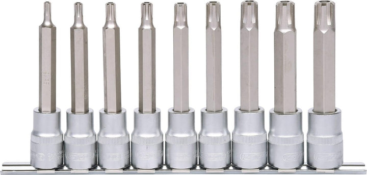 KS Tools 911.1630 1/2" RIBE-Bit-Stecknuss-Satz, lang, 9-tlg.